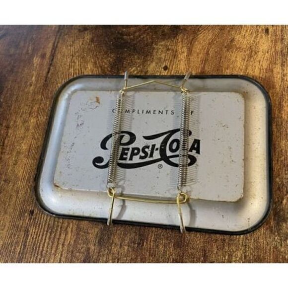 Vintage Pepsi Cola Metal Tray Black Painted Floral Flower Retro 6”x4” Decor - Picture 2 of 7